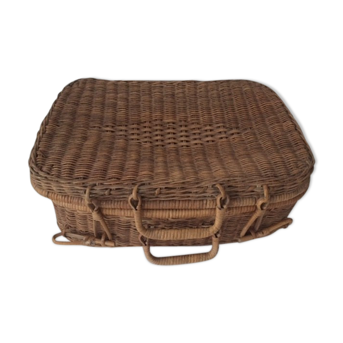 Suitcase round Wicker vintage