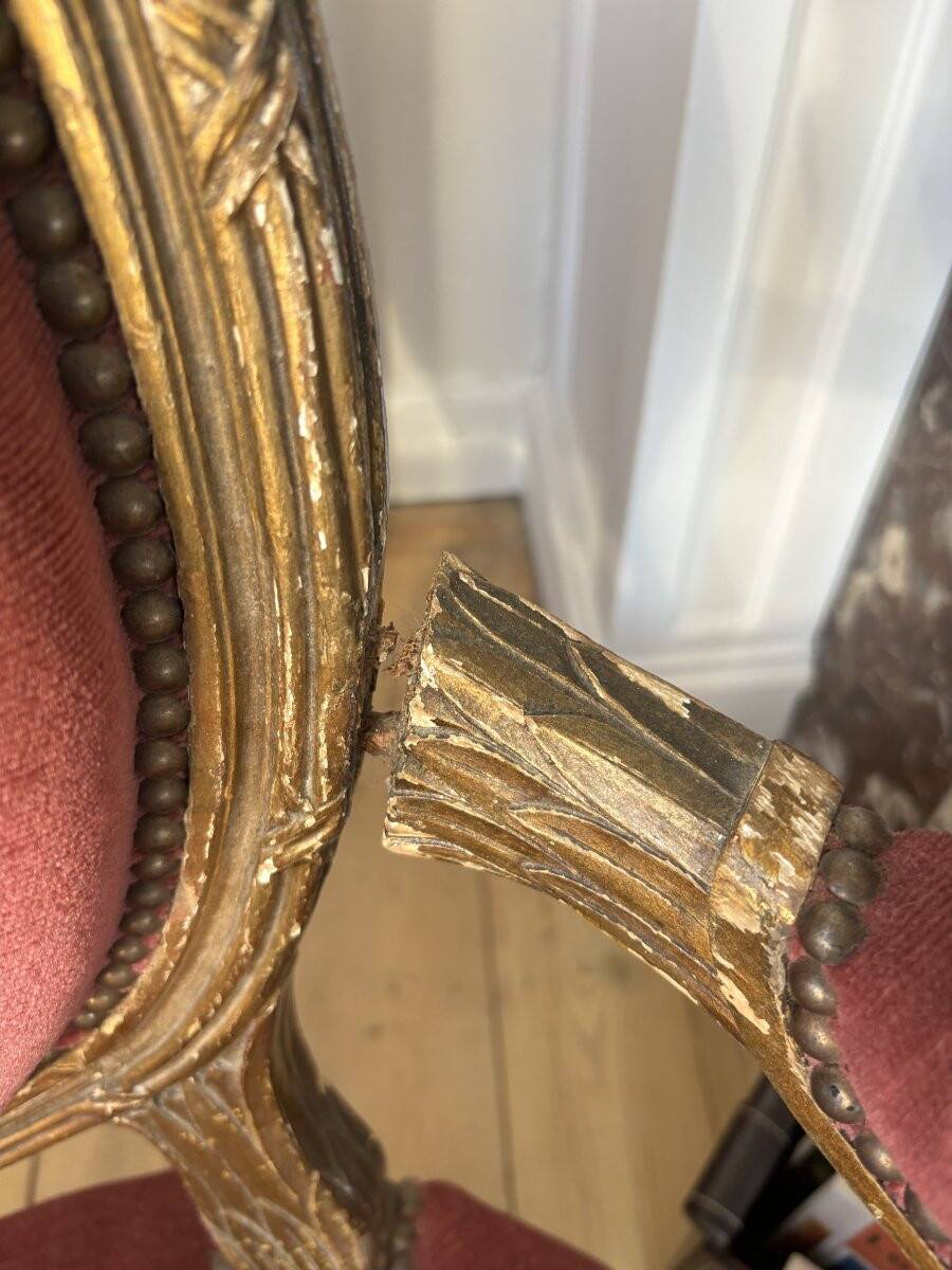 Paire de fauteuils médaillon Louis XVI