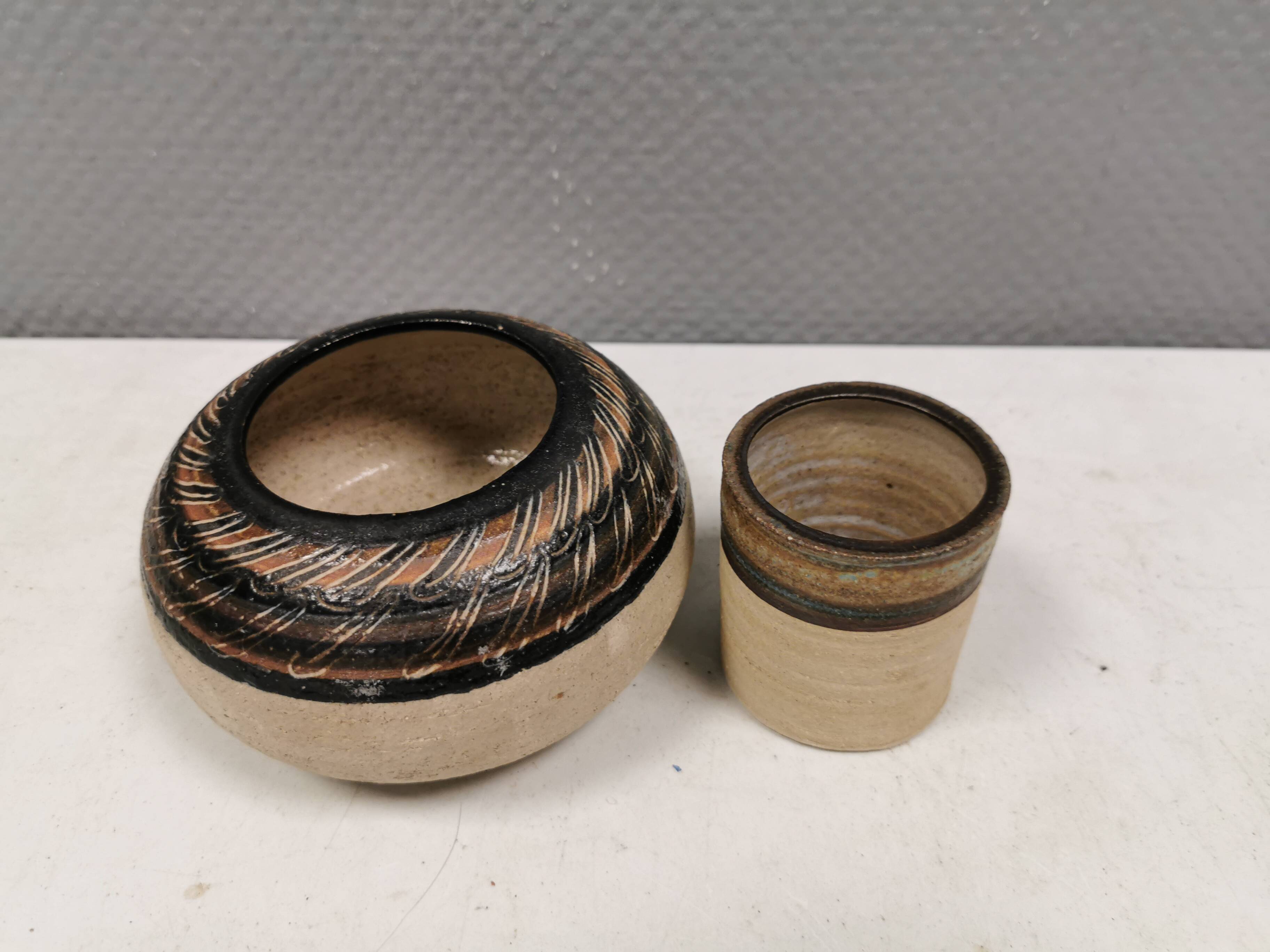 Two ceramic vases by Else Bøgeskov, Denmark, 1970s.