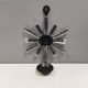 Vintage wrought-iron wall candle holder with pressed glass decoration 1970s