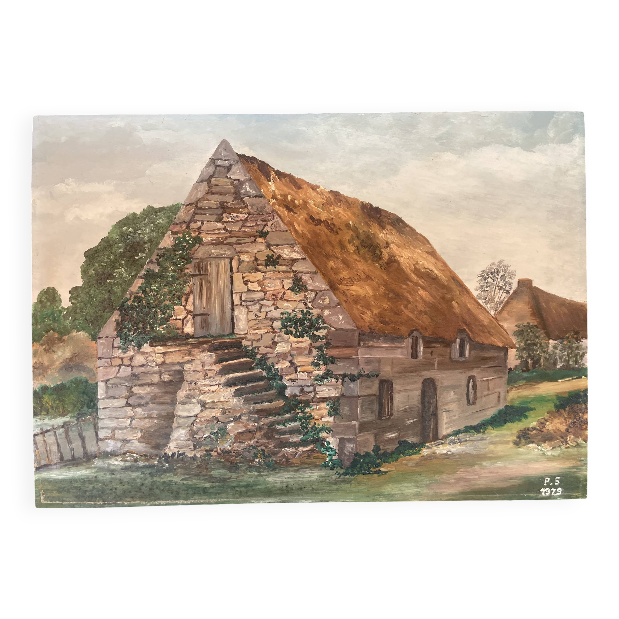 Oil on panel, house in Brière