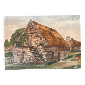 Oil on panel, house in Brière