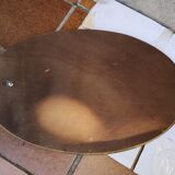 Old oval guilloche mirror, gilded and painted