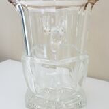 Champagne bucket in cut, engraved, thick crystal, signed "cristal de Lorraine"