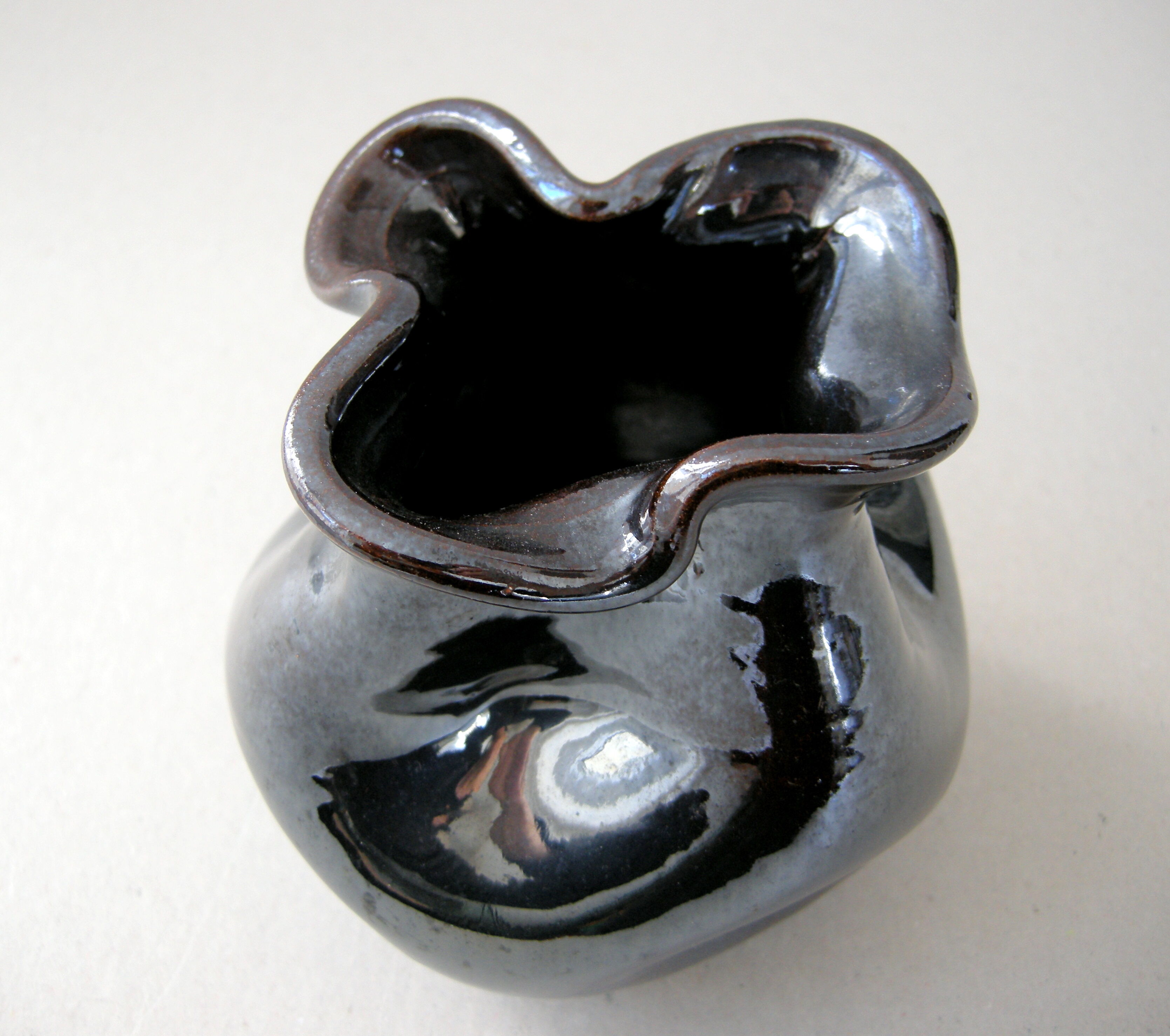 Vintage vase black iridescent 1950