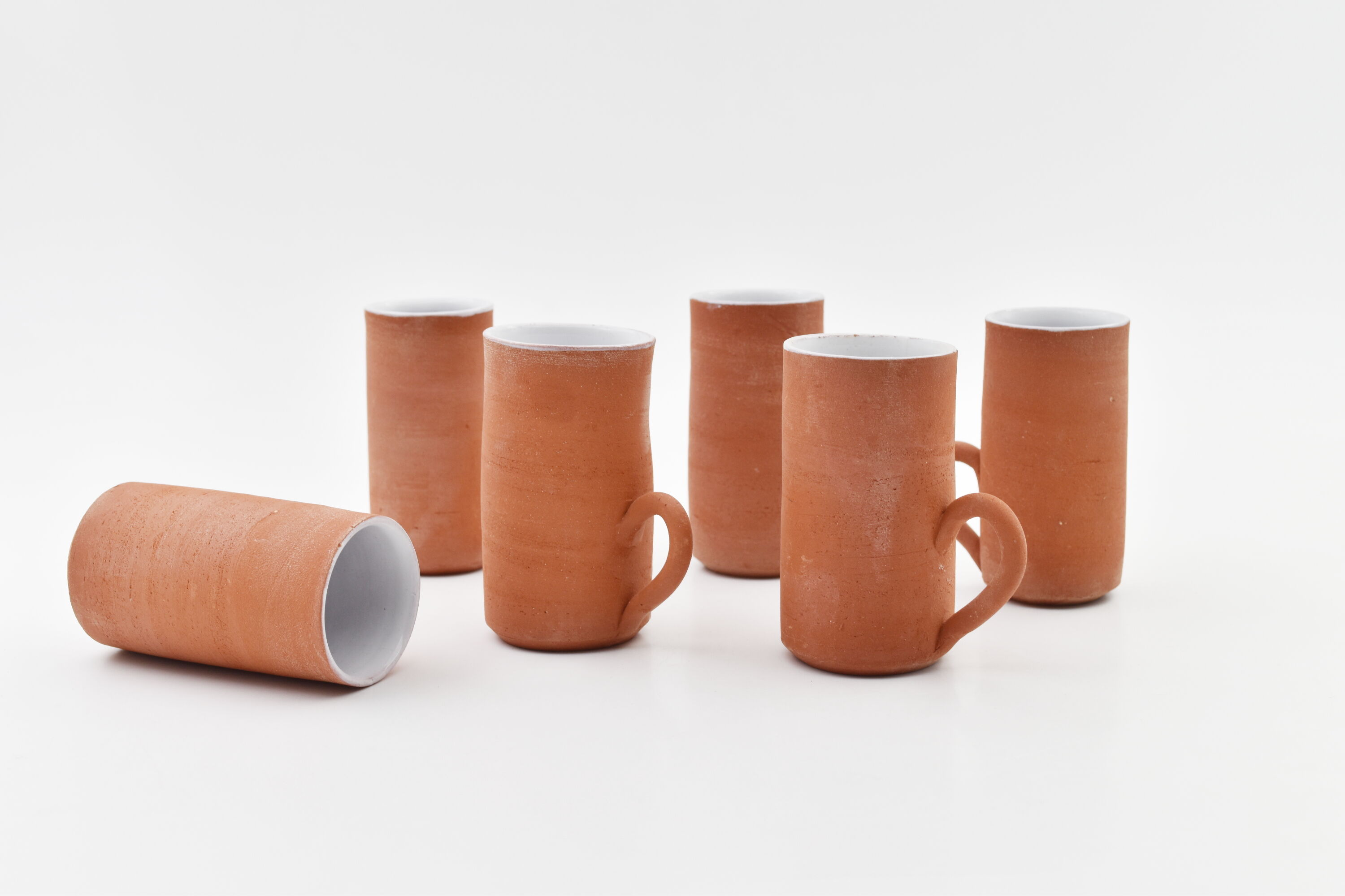 Series of six terracotta cups