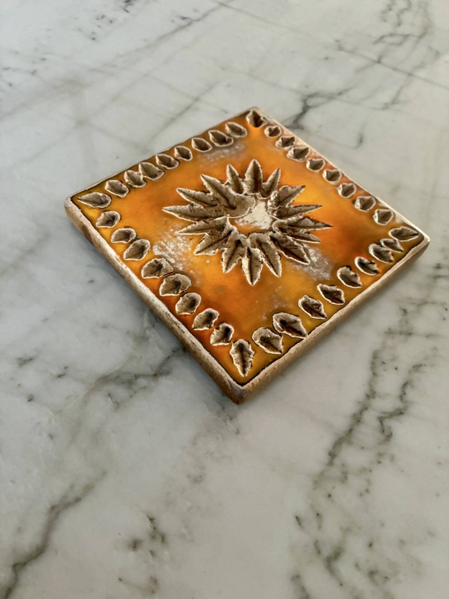 Decorative ceramic tile 1950/1960 by Périgordine pottery