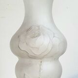 Art deco vase with floral pattern in molded pressed glass vintage 1930s