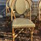 Set of 8 terrace chairs "bistro" in natural rattan beige braiding.