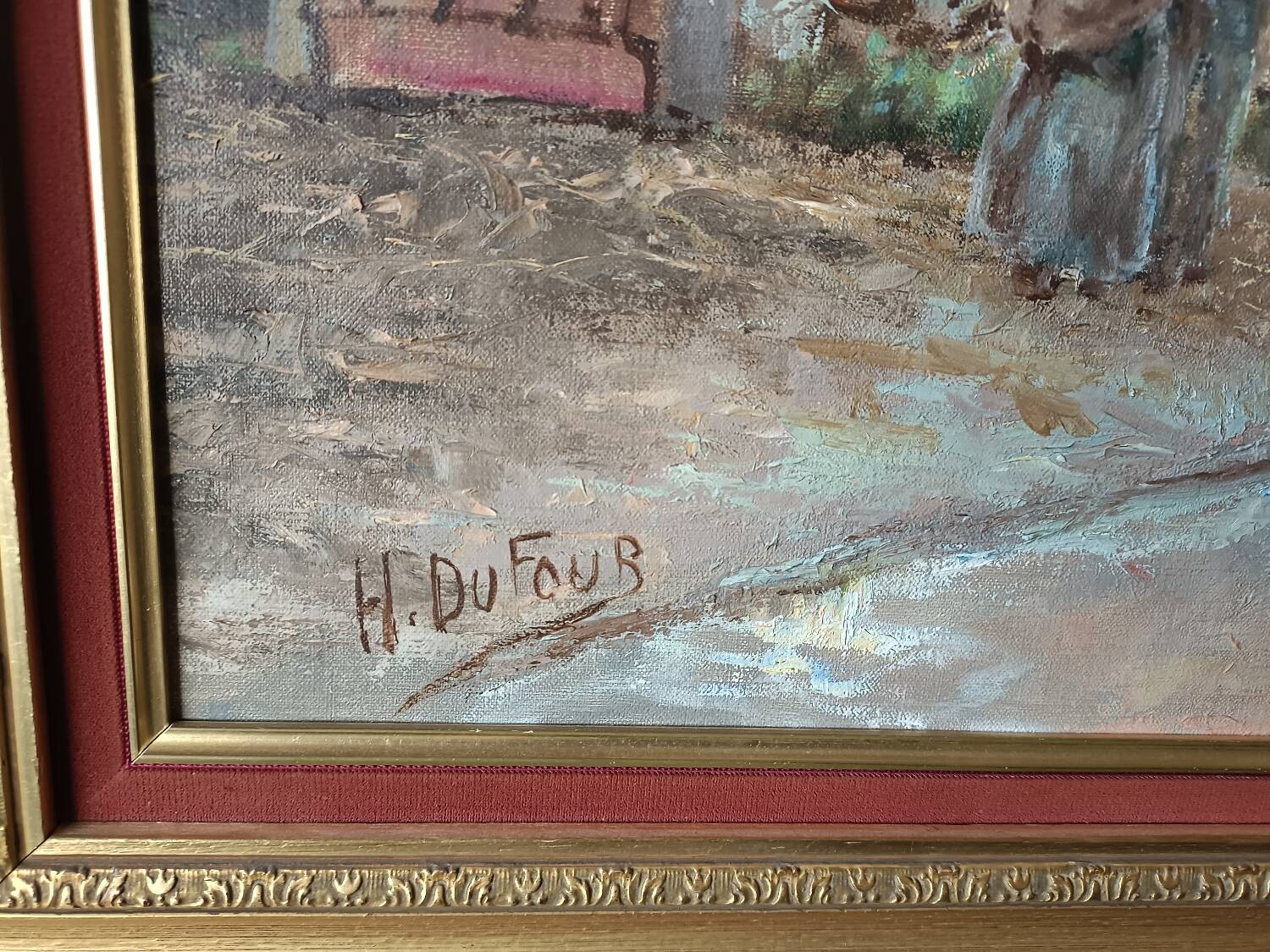 Henri Dufour - Oil on canvas, signed - Peasant couple