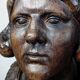 bust of a woman in solid wood carved with a gouge, 19th century