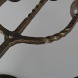 Pair XL Vintage 1950s French Brutalist 5-Arm Wrought Iron Wall Lamps