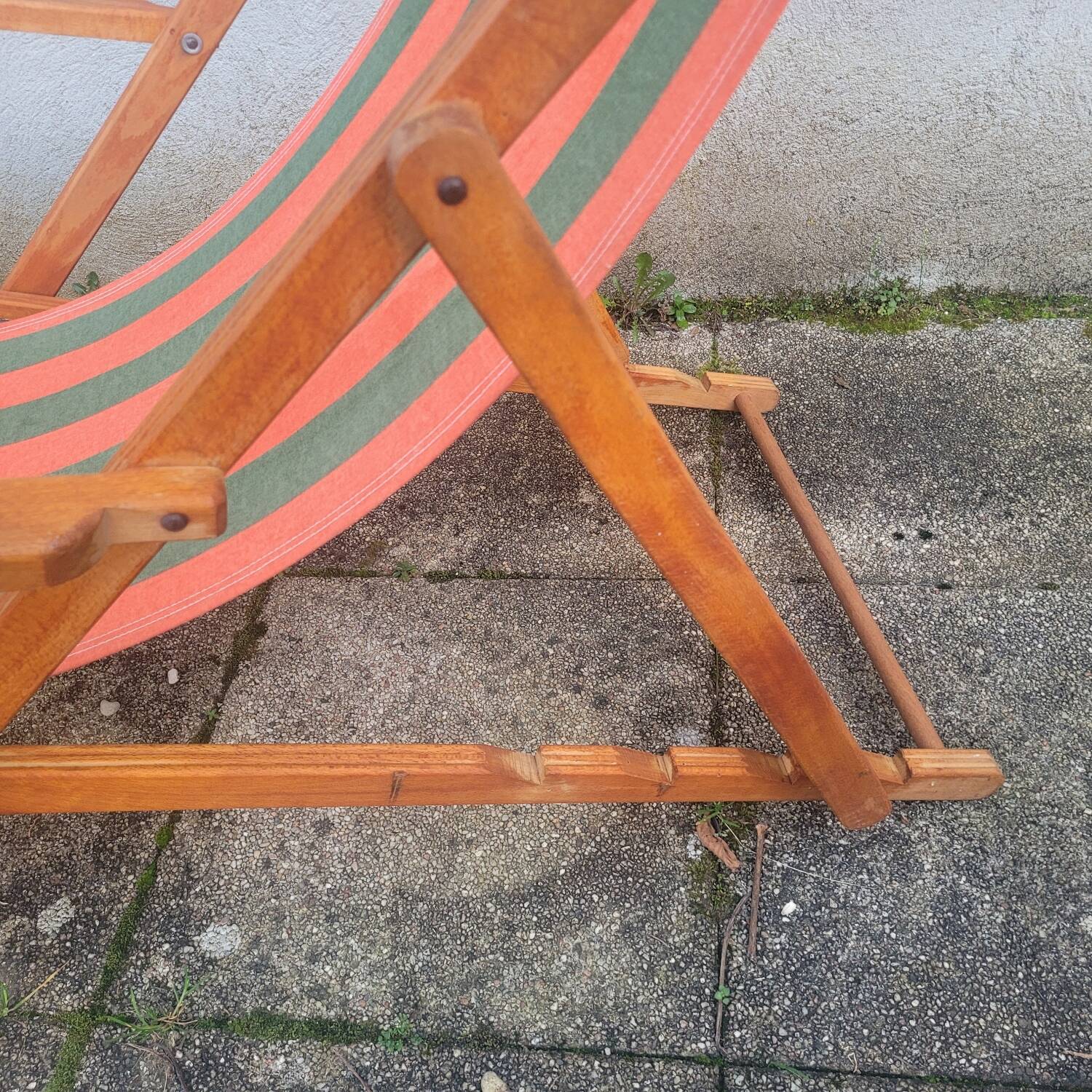 Vintage Deck Chair with Footrest – Transatlantic Stripes