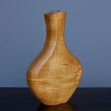 Maple Wood and Glass Sculptural Vase, 1980