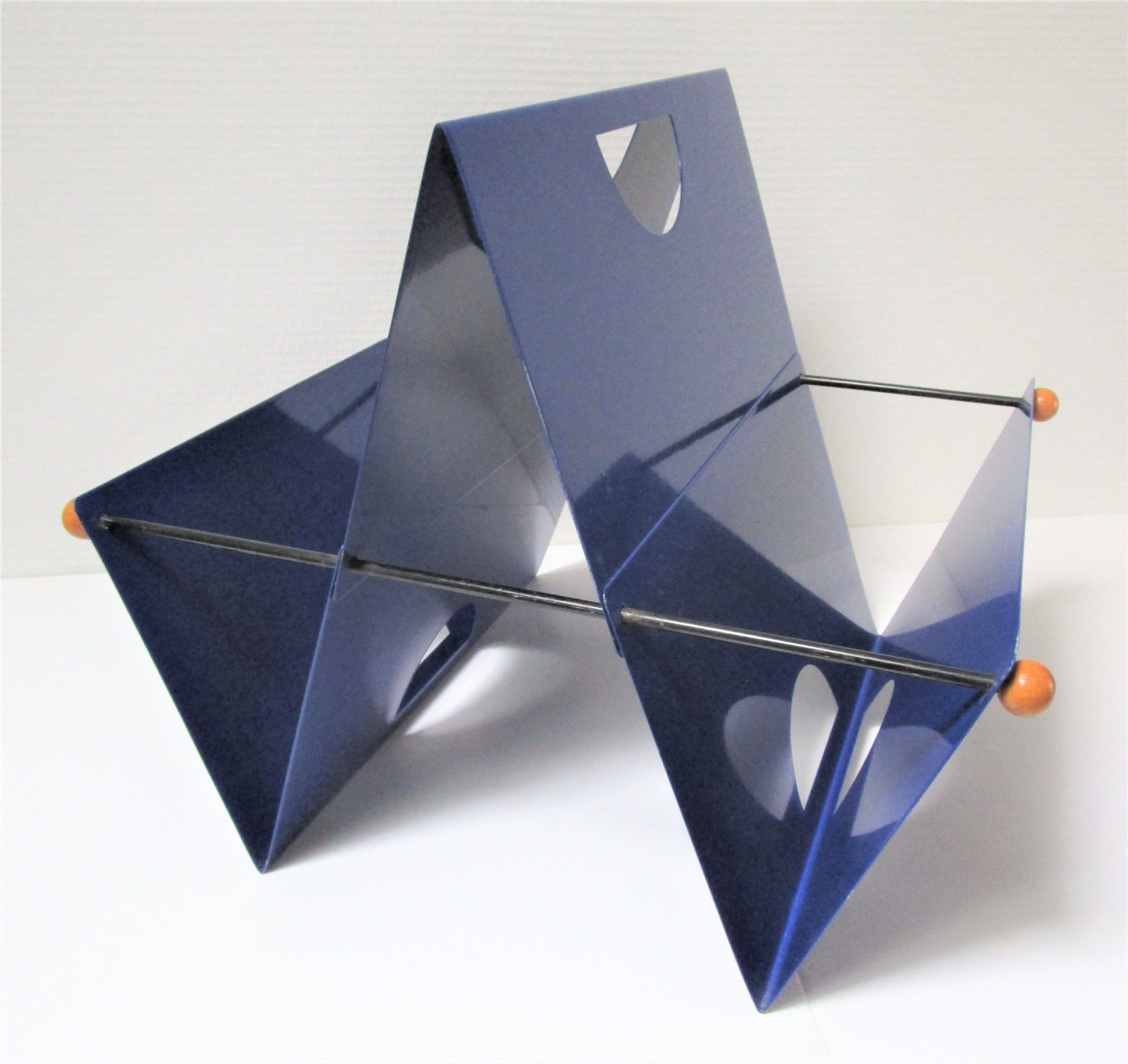 Blue metal magazine holders design 80s