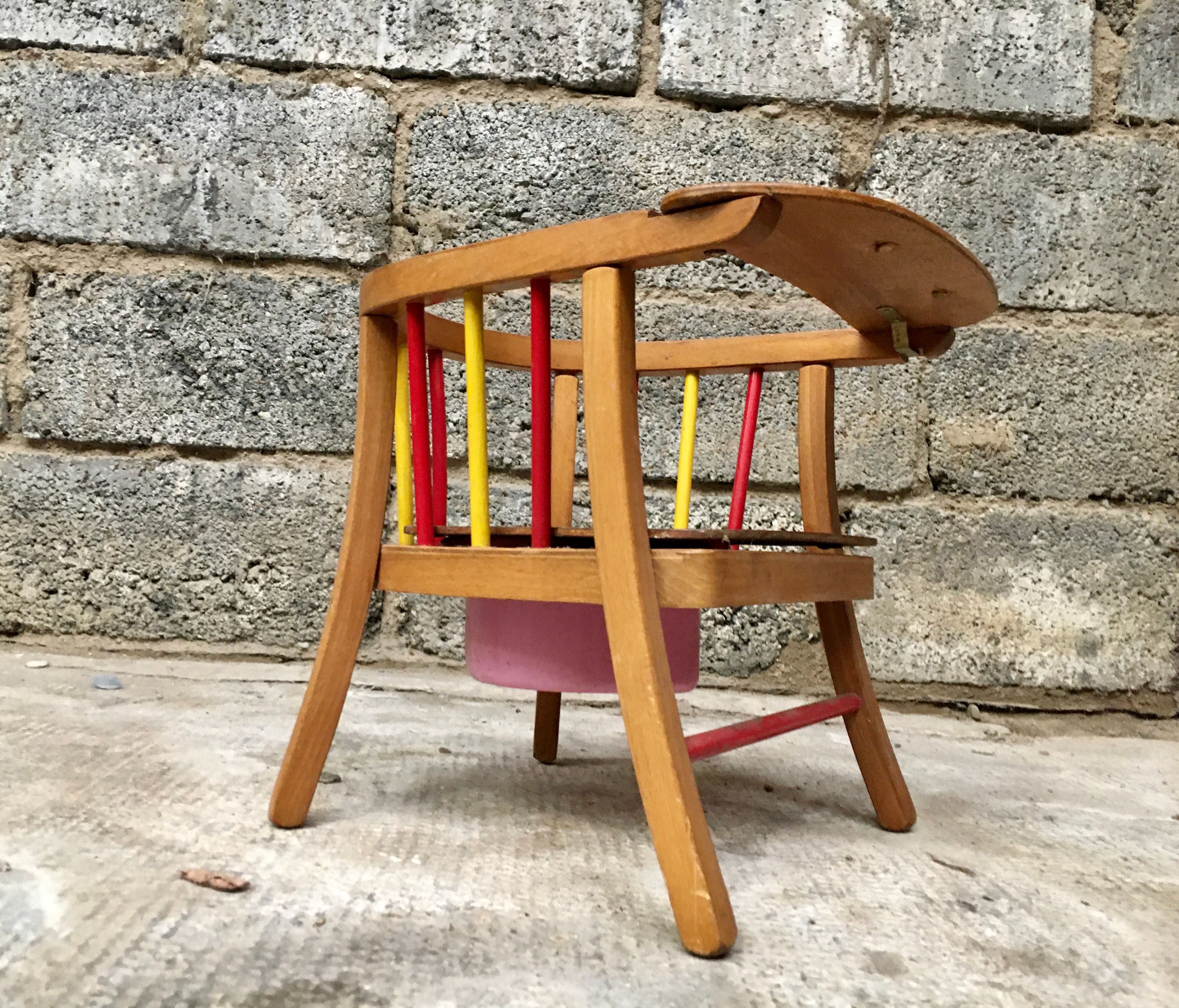 Chair fauteuil enfant vintage in bois by Baumann 1950