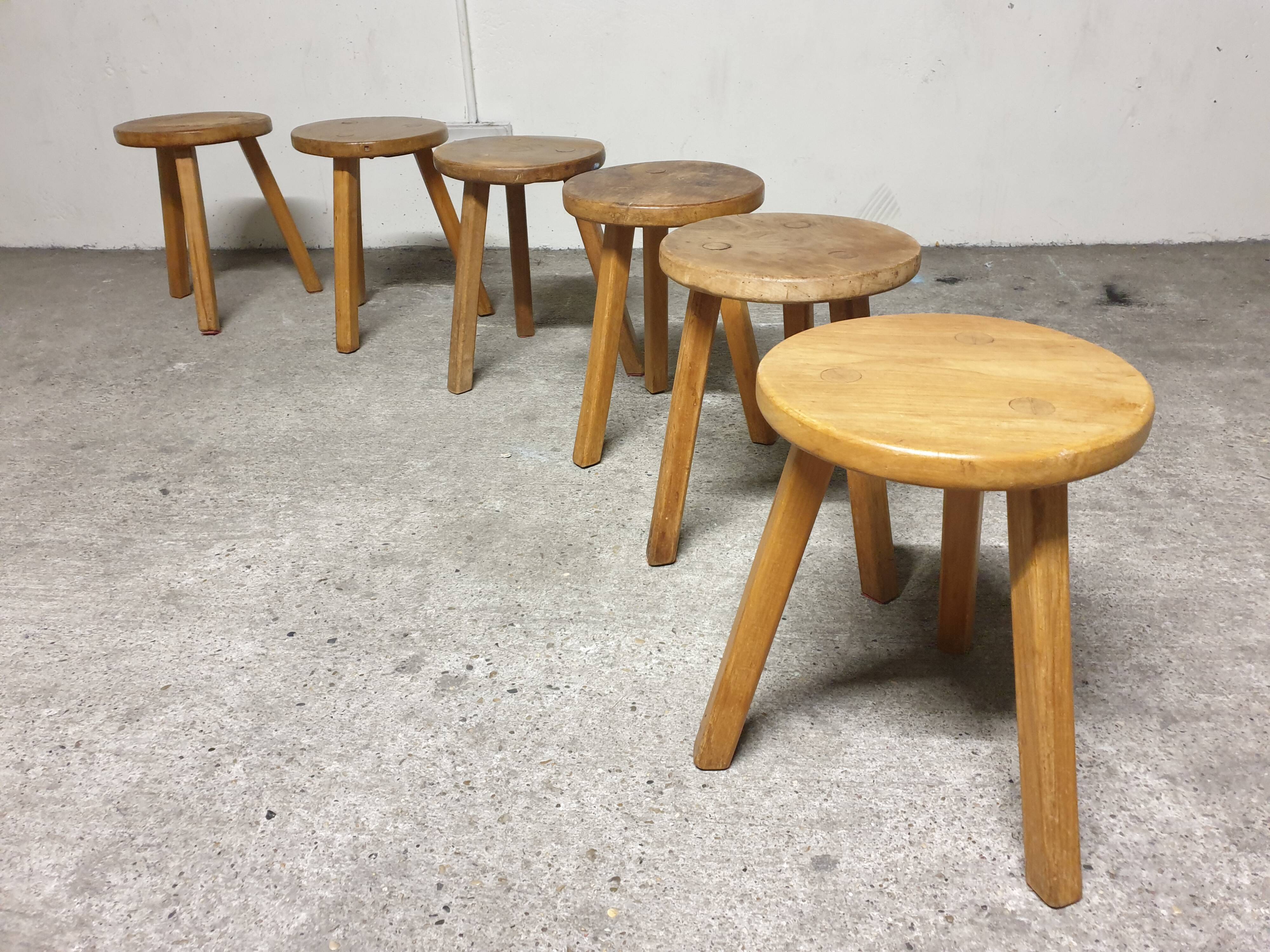 Mid-century wooden tripod stool