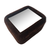 Vintage chocolate velvet and tinted mirror nightstand / coffee table