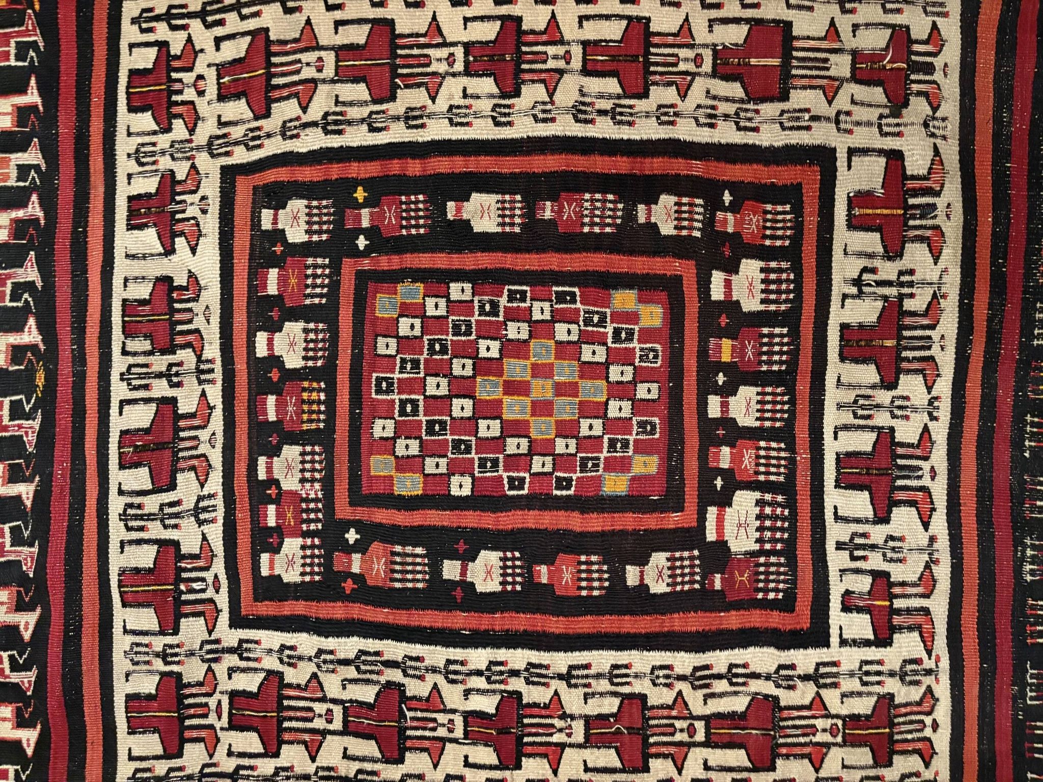 Vintage ethnic Margoum rectangular rug with patterns, 1970s.