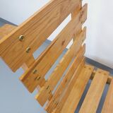 Pair of Vintage Brutalist Slatted Wood Lounge Chairs