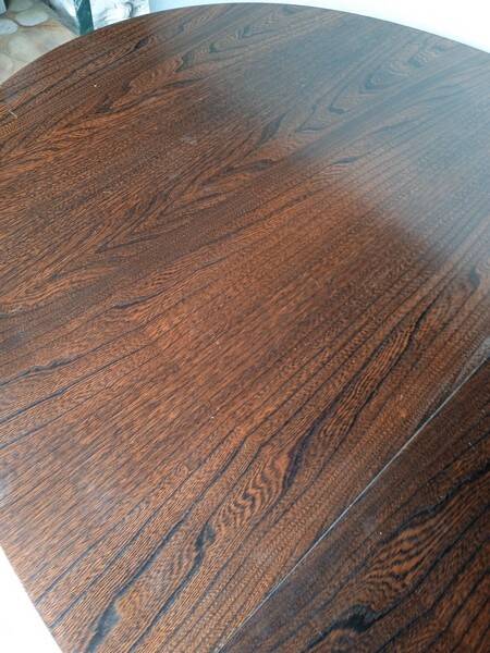 Baumann table + 2 wooden extensions ep 1970