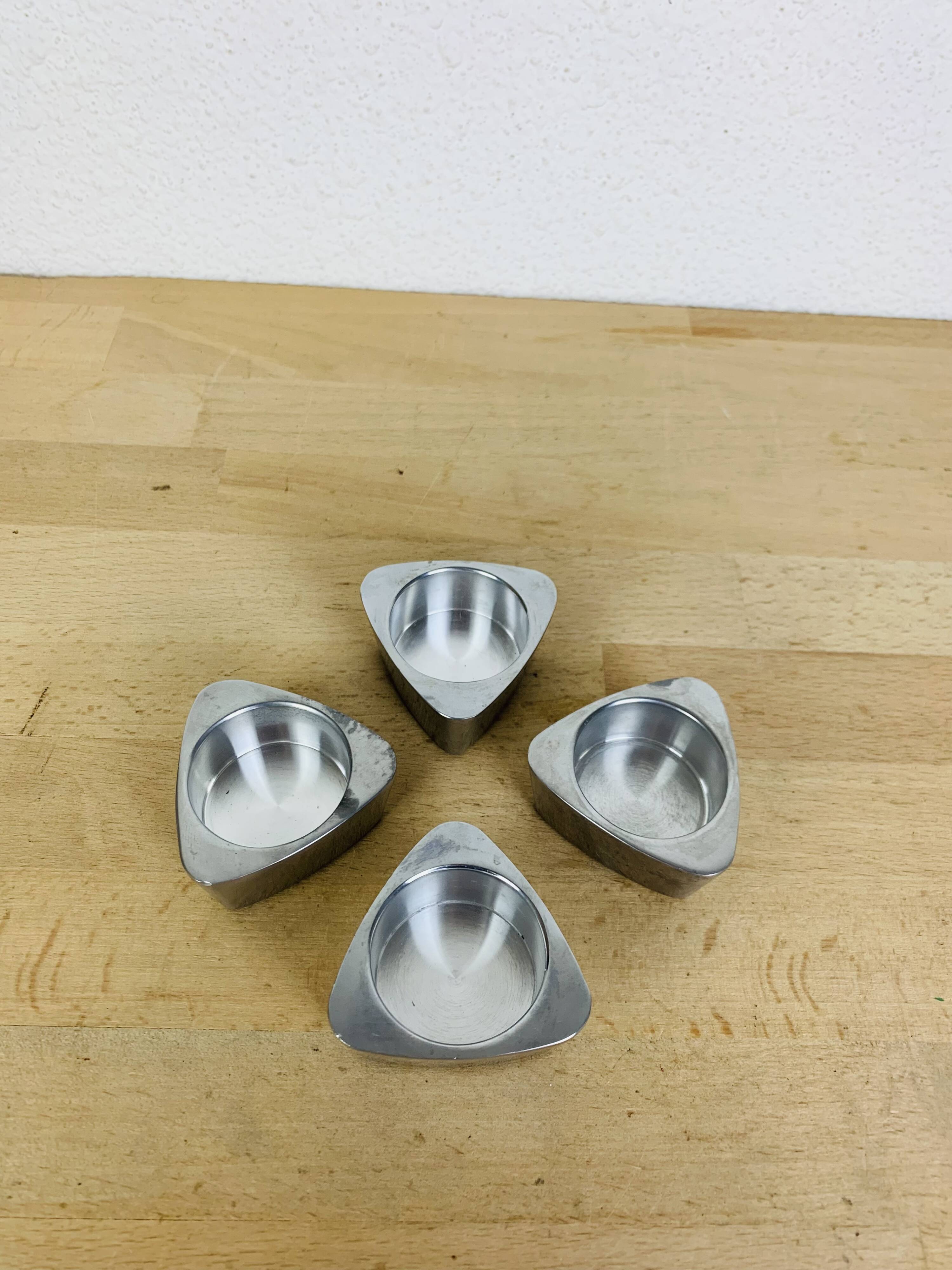 4 aluminum triangle candle holders, Ikea