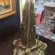 Grande lampe style Art Nouveau – pied en bronze et verre, abat-jour dégagé