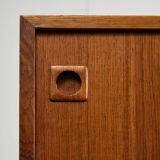 Rosewood and Teak Low Sideboard with Sliding Doors, 1960s