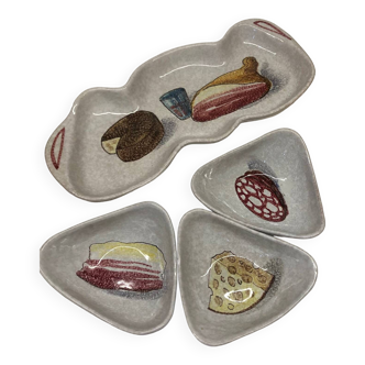 Set of vintage puzzle dishes from Raymor, Italy
