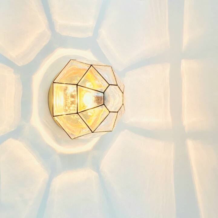 Mid-Century Glass & Brass Ceiling Light or Wall Lamp - Limburg, 1960s/1970s