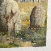 Oil on canvas landscape of Brittany by Lucien Ferriot, Dolmens.