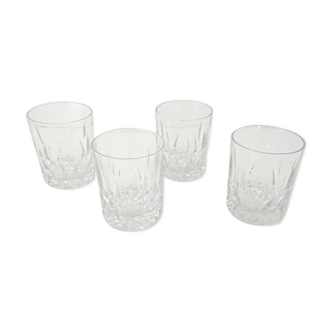 4 glasses of cut crystal whisky, crystal spirit of Lorraine