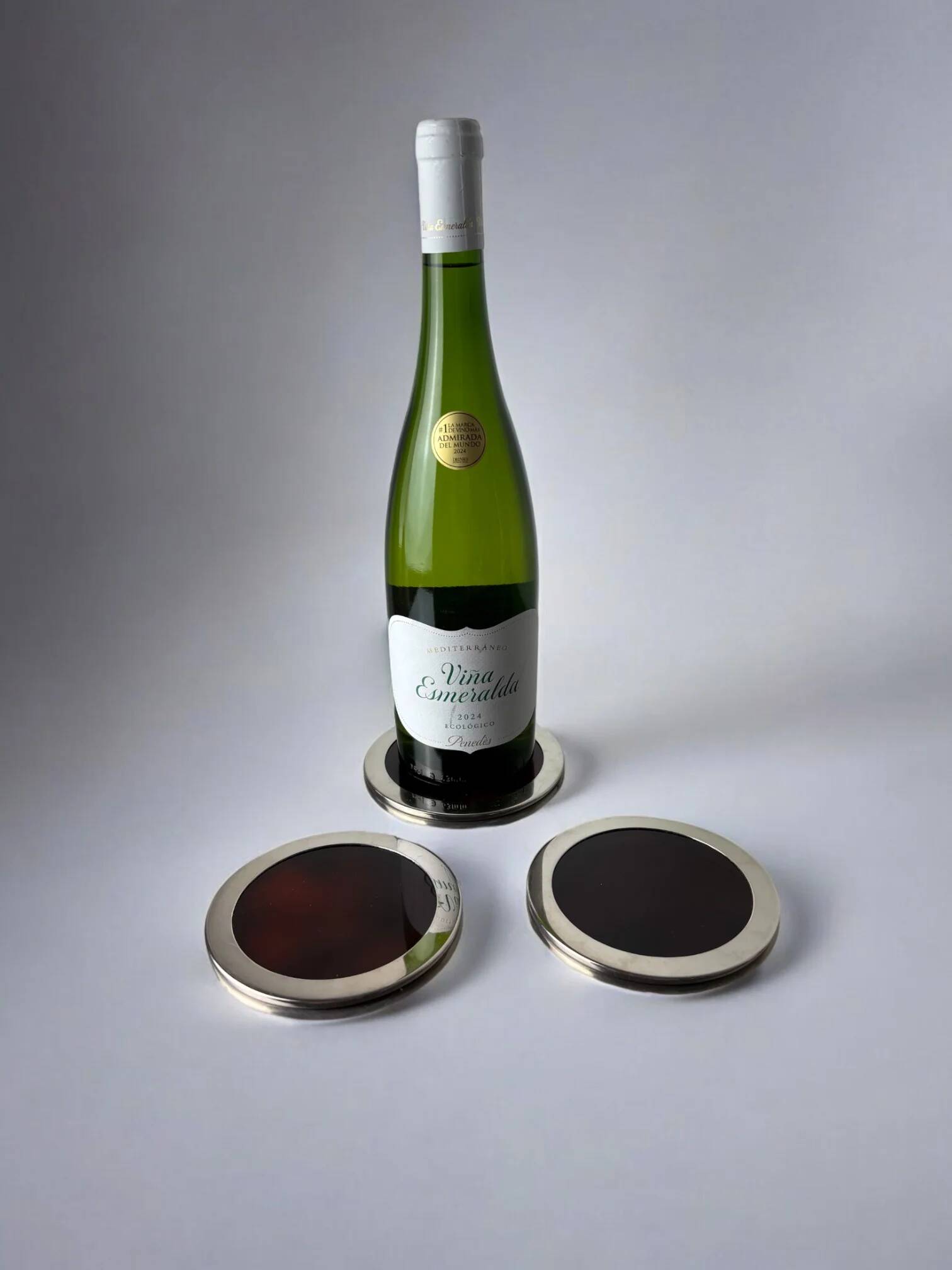 Faux tortoise shell Dior style bottle coasters, set of 3, Italy, 1970s