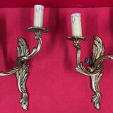 Pair of Louis XV style wall lights, Baroque, gilded bronze