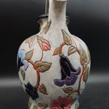 Vase Aiguière Art Déco fleurs émaillé signé Amphora République tchèque