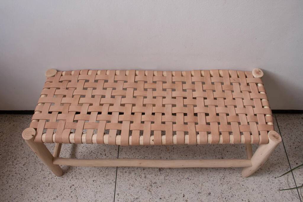 Moroccan leather bench