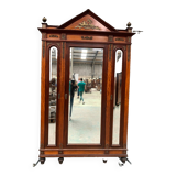 Empitre style three-door wardrobe in mahogany and 20th century veneer