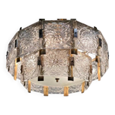 Chandelier en verre et laiton du milieu du siècle par Jaroslav Bejvl, Kamenicky Senov, années 1970