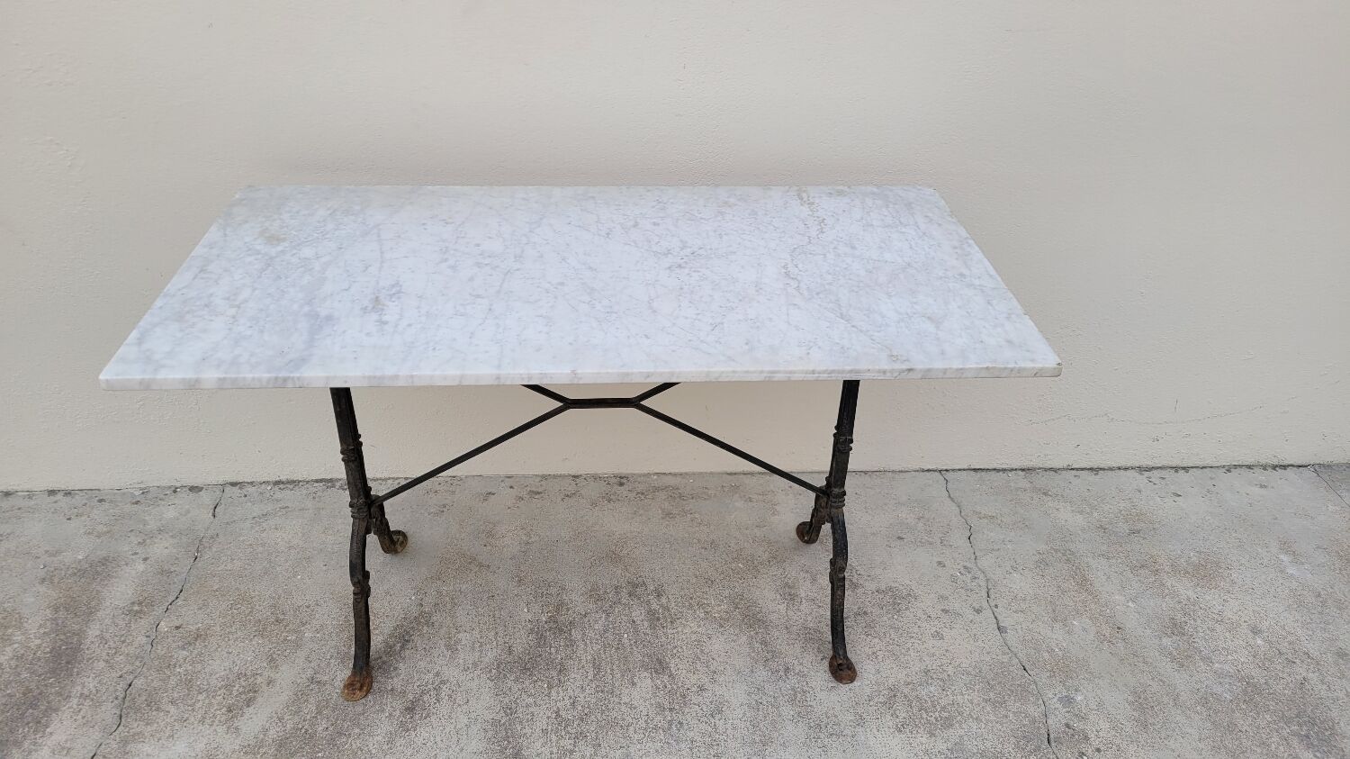 Restaurant bistro table in marble and cast iron signed godin