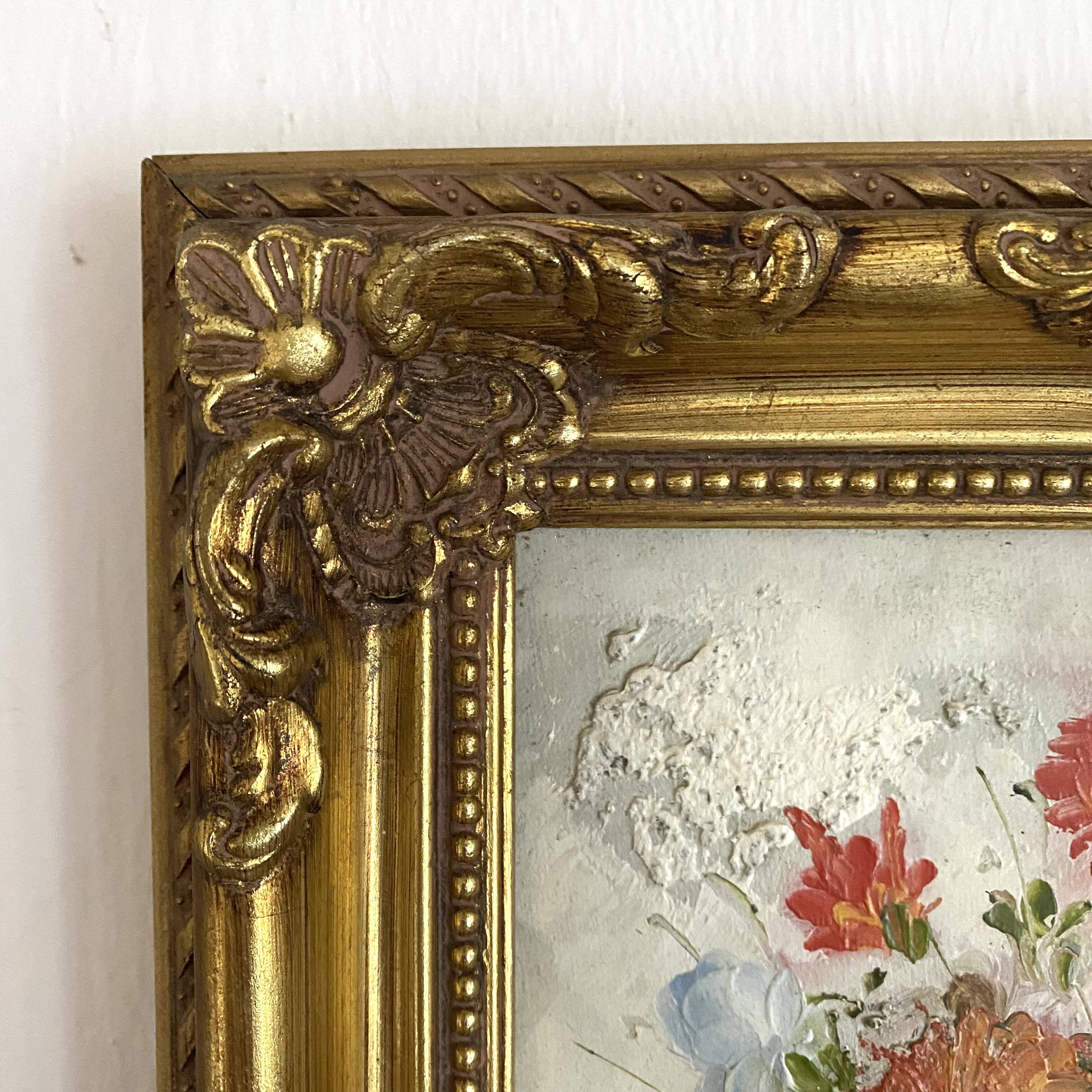 Bouquet painting, oil on framed canvas Sanders