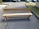 Monastery bench with a 220 cm backrest, renovated in raw solid oak with X legs.