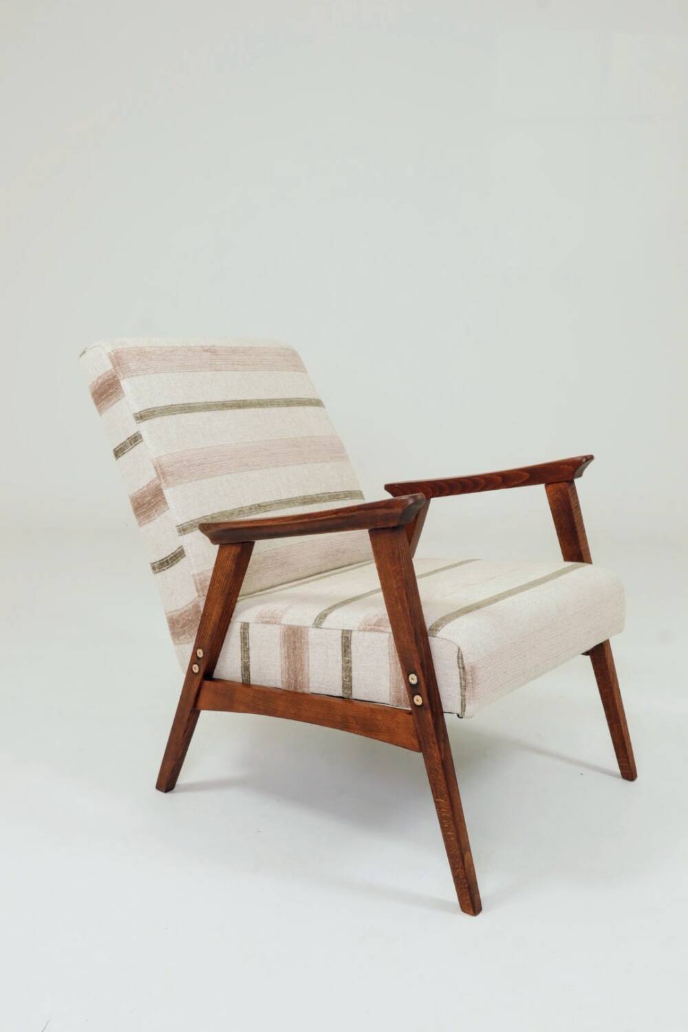 Fauteuil vintage style scandinave lin naturel 1970