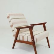 Fauteuil vintage style scandinave lin naturel 1970