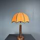 Midcentury brutalist wood turned mushroom table lamp, Charles Dudouyt style