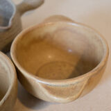 Set caquelon and 3 stoneware bowls