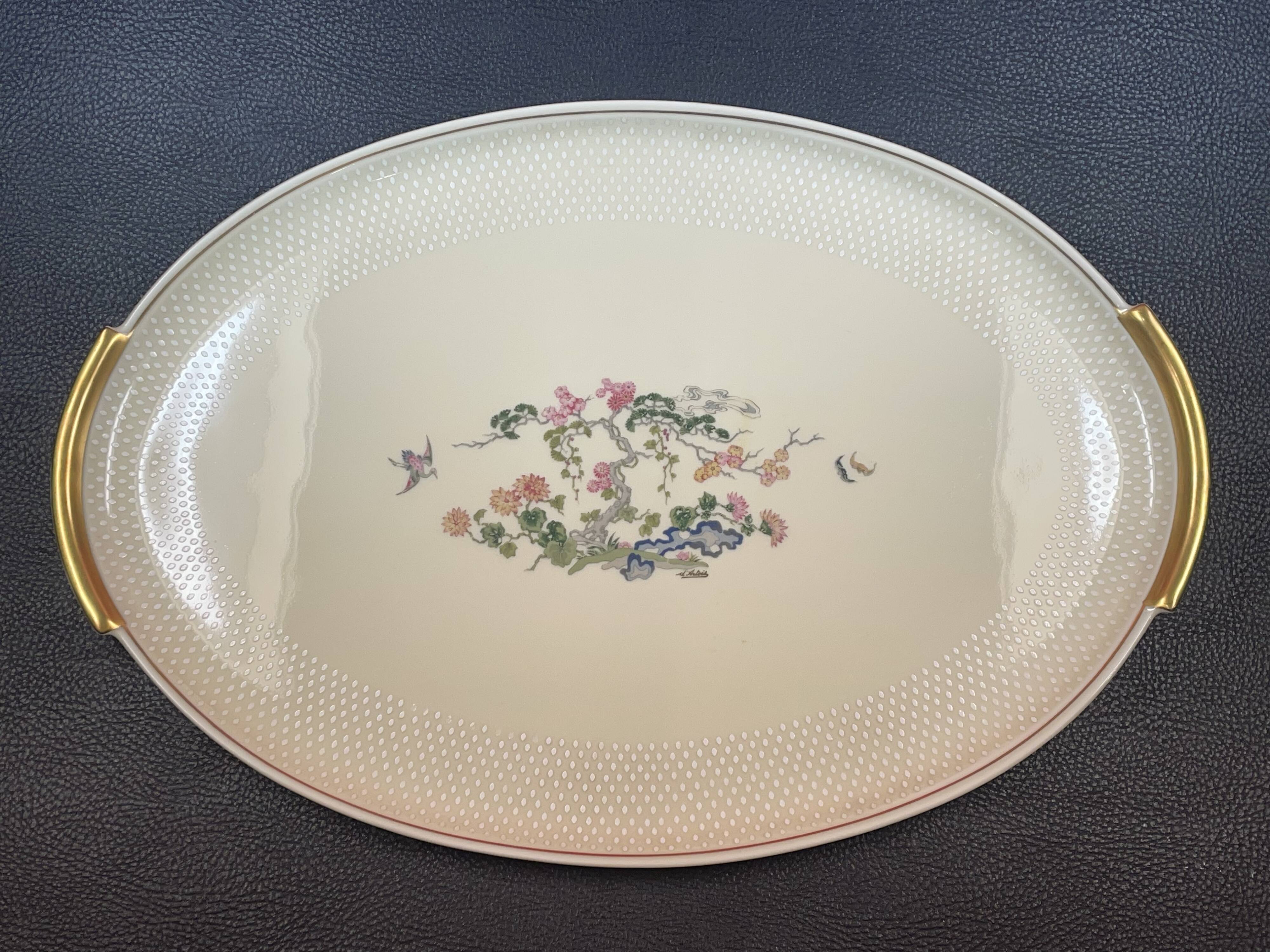 Large oblong dish old fabrique royale limoges signed d'artois 49 cm