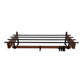Vintage Scandinavian wall coat rack in wood and metal.