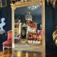 Napoleon iii period fireplace mirror in golden wood with putti decor - 19th century