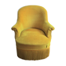 Fauteuil crapaud style Napoléon III velours côtelé jaune moutarde
