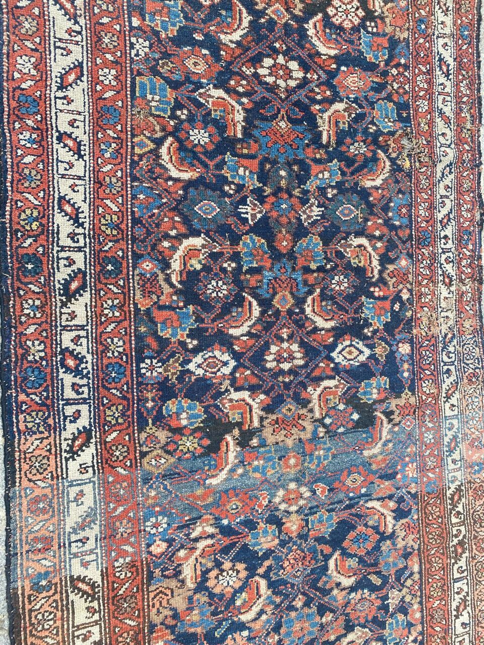 Handmade old Kurdish Persian carpet 135x276 cm